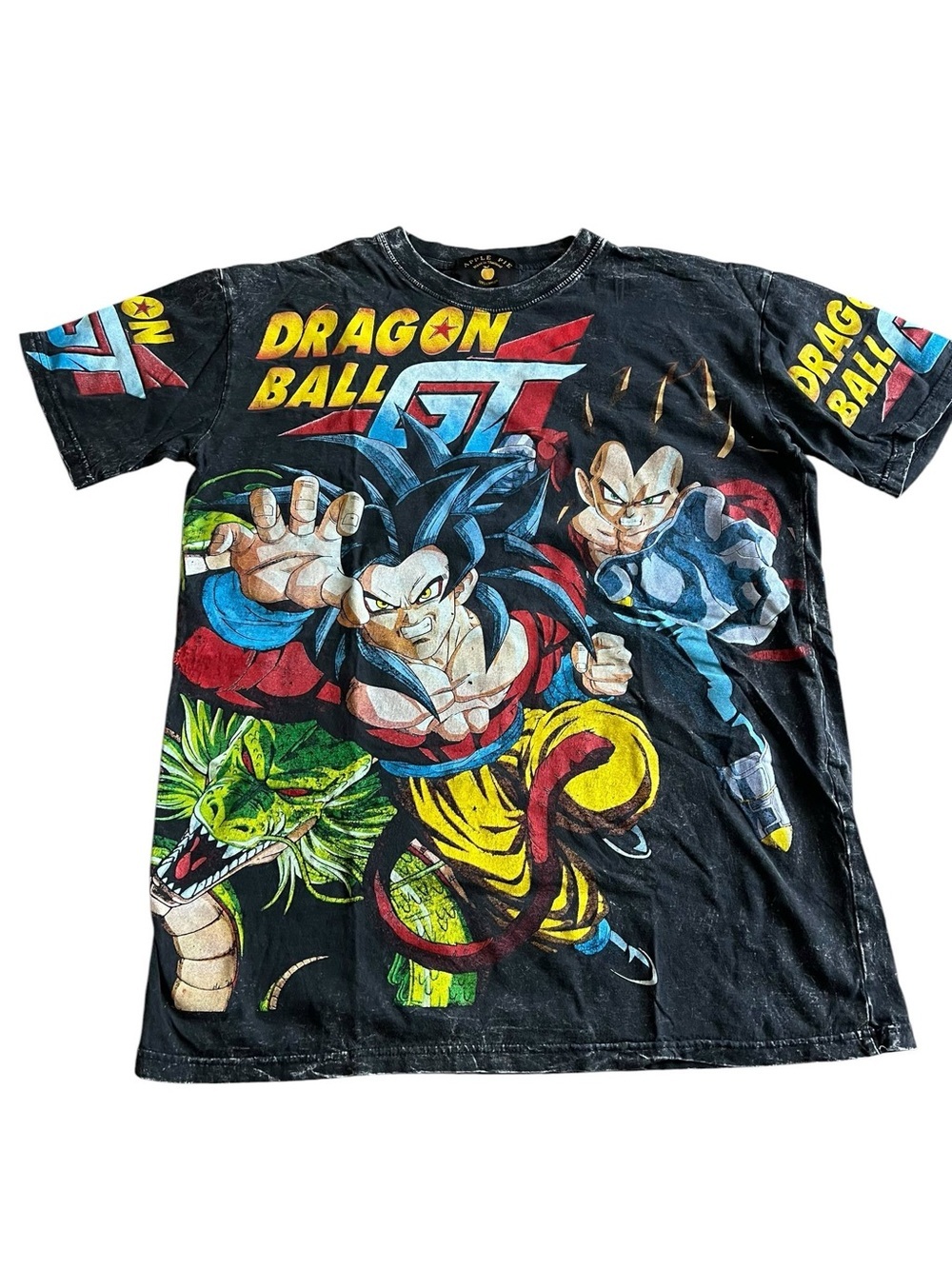 Apple Black Dragon Ball GT Kids Graphic Tee with Multicolor Print